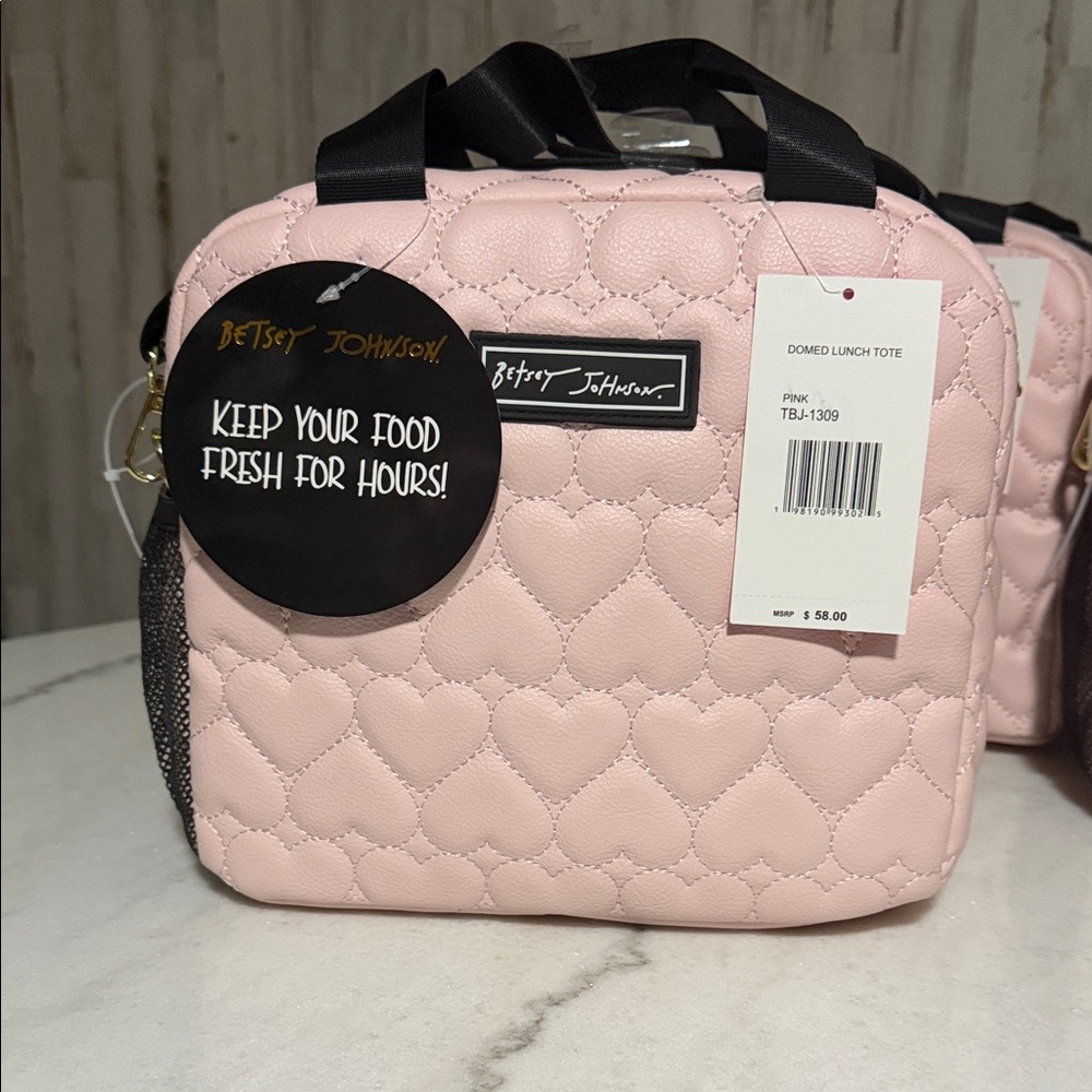 Betsey Johnson Pink Quilted Heart Lunch Tote
